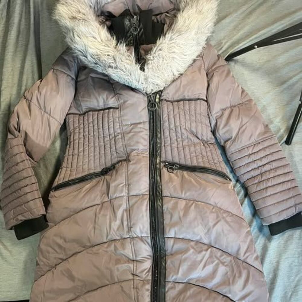 Noize Faux Fur Hooded Puffer Coat double zip gorgeous! M